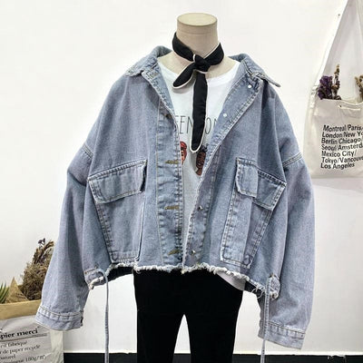 New Fashion Chic Denim Jacket Women spring Autumn Solid Denim Blue Coats Hot Selling Women's Casual Denim Jacket Tops coat