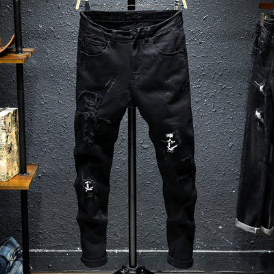 2021 Spring European and American style New Brand Black Fashion Casual Straight Men's jeans trends men's stretch jeans trousers