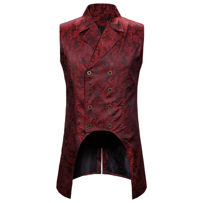 Black Steampunk Vest Men Brand New Mens Double Breasted Paisley Waistcoat Men Cosplay Tailcoat Stage Costume Chaleco Hombre XXL