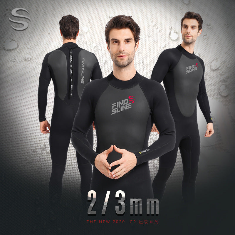 CR embossed 2 / 3MM neoprene Wetsuit Men Scuba diving suit Full Body One Piece Surfsuit spearfishing Snorkeling thermal swimsuit