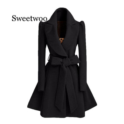 2021 Long Trench Coat for Women Slim Female Coat Sashes Down Windbreaker Outerwear Autumn Winter Female Trench Coat