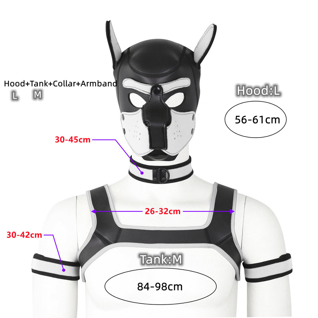 Fetish Gay Body Bondage Harness Clothes Kit with XL Code Hood Mask for Men Chest Harness Belts Sexy Clubwear Rave Party Costumes