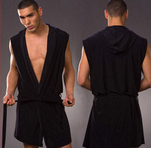 A Set Man Pajama Ice Silk Belt Drawstring Pants Mens Loose Comfortable Home-wear Man Casual Clothing Pajama Casual Men Bodysuits