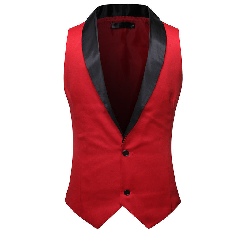 Mens Nightclub Red Suit Vest Casual Loose V Neck Top Suit Male Waistcoat Men Sleeveless Vest Plus Size Outerwear Party Club Wear