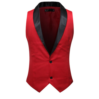 Mens Nightclub Red Suit Vest Casual Loose V Neck Top Suit Male Waistcoat Men Sleeveless Vest Plus Size Outerwear Party Club Wear