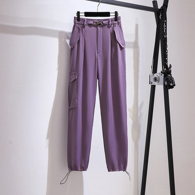 New 2021 Ladies Spring Autumn Plus Size Cargo Pants For Women Large Loose Black Casual Pocket Long Trousers 3XL 4XL 5XL 6XL 7XL