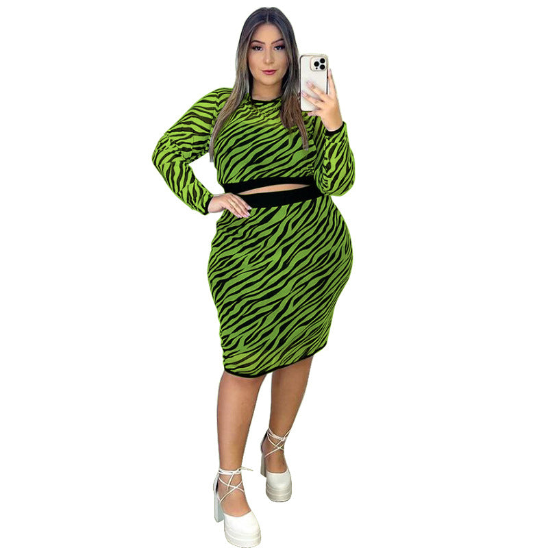L-4XL Plus Size Two Piece Sets Women Clothing outfits Fashion Printing Fall Long Sleeve Sexy Skirt Suits Dropshipping Wholesale
