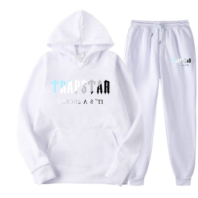 2022 New Brand TRAPSTAR Printed Sportswear Men 16 Colors Warm Two Pieces Set Loose Hoodie Sweatshirt + Pants Set Hoodie Jogging