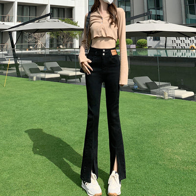 Oversize Jeans Women High Quality Fashion High Waist Droopy Mopping Split Jeans Women's Spring 2022 Thin Wide-leg Flared Pants