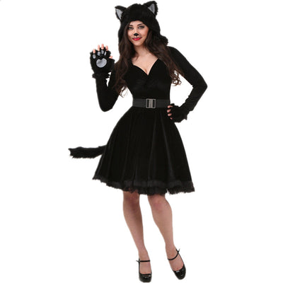 Halloween Adult kids Black Cat Costume Cosplay Animal Black Cat Parent-child Stage Performance Costumes