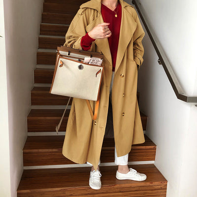 Korean Loose Medium Length Outdoor Women&#39;s Trench Double Breasted Windbreaker Autumn and Winter Coat Women&#39;s Trench