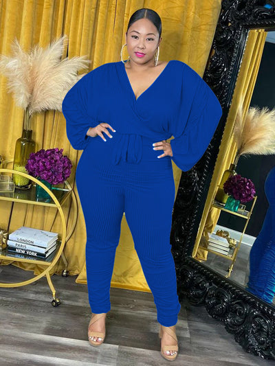 Wmstar Plus Size Women Clothes Jumpsuit Fall Clothes Solid Solid Sexy V Neck Office Lady Romper Leggings Wholesale Dropshipping