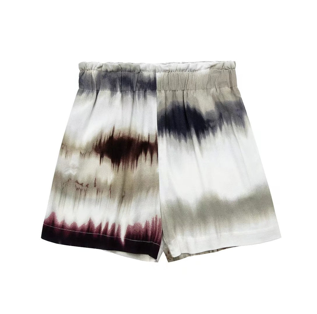 A.D.EAST-Summer new women&#39;s fashionable dye printing elastic restoring ancient ways of tall waist shorts-L15Q858140