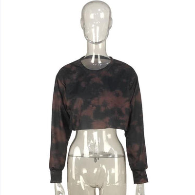 2021 Hoodie Sweatshirt Women Fashion Casual Crop Top Spring Autumn New Long Sleeve Short Tops Tie Dye Pullovers Harajuku Hoodies
