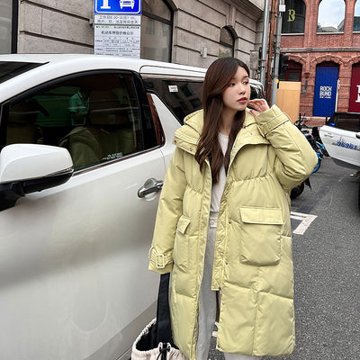 Mid Length Jacket 2022 Winter Ladies Coat Thickened Warm Down Cotton Pie Overcome Ladies Casual Loose Detachable Hat Winter Coat