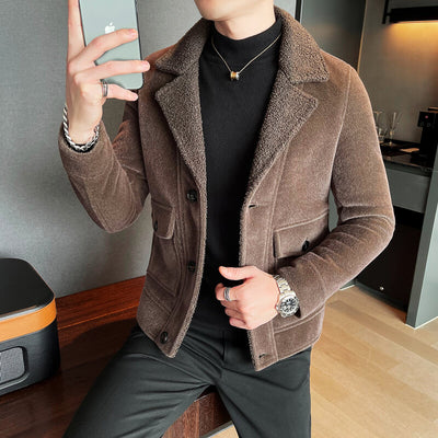 2021 Autumn Winter Men's Wool Coat New Solid Color Cold Men Woolen Overcoat Male Turn-down Collar Casual Warm Trench Coat B625