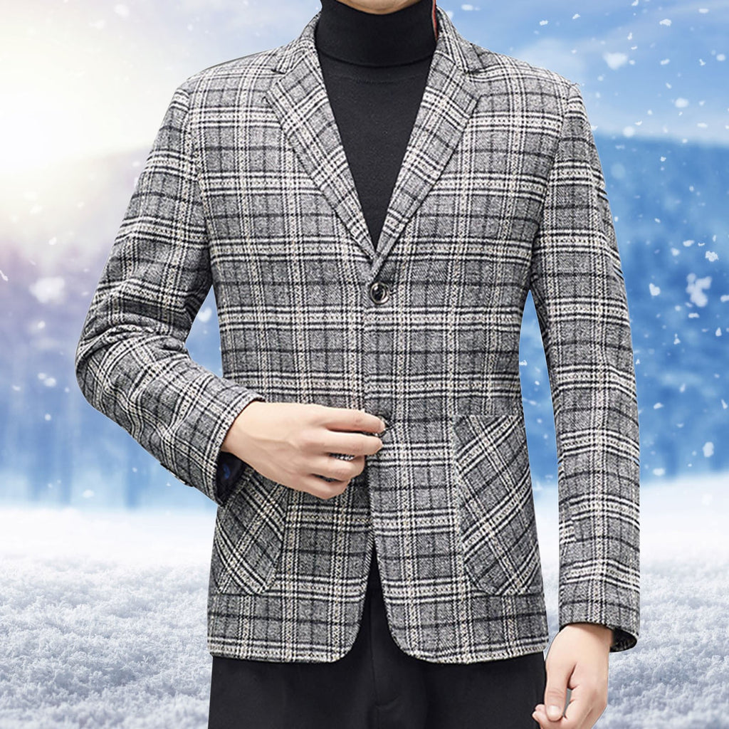 Hunting Suits for Men Mens Autumn And Winter Trend Plaid Brushed Suit Collar Single Two Button Slim Round His Three Piece Suit