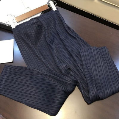Unireal 2022 Summer Autumn Women Wide Leg Pant High Waist Elastic Loose Palazzo Trousers Casual Cropped Pleated Pant