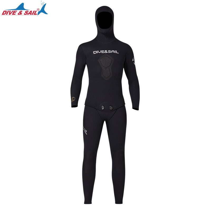 1.5MM Two Pieces Scuba Snorkeling Hooded Super Stretch Beach Surfing Diving Suit Mens Neoprene Spearfishing Swim Bathing Wetsuit