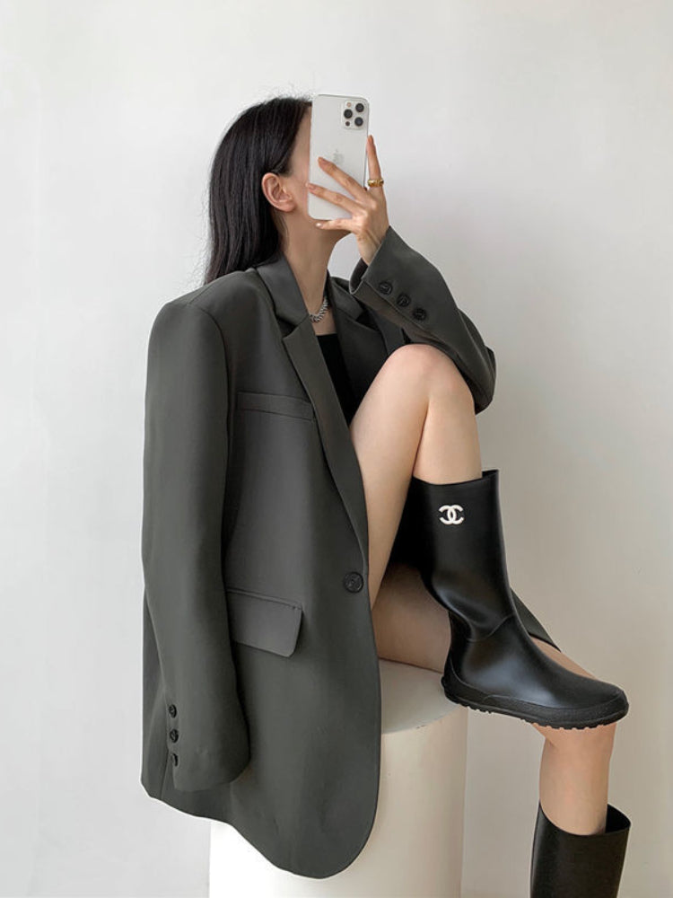 UNXX Black Blazer Women 2022 Autumn Casual Long Sleeve Button Korean Fashion Oversize Blazer Jackets Female Design Blazer Women