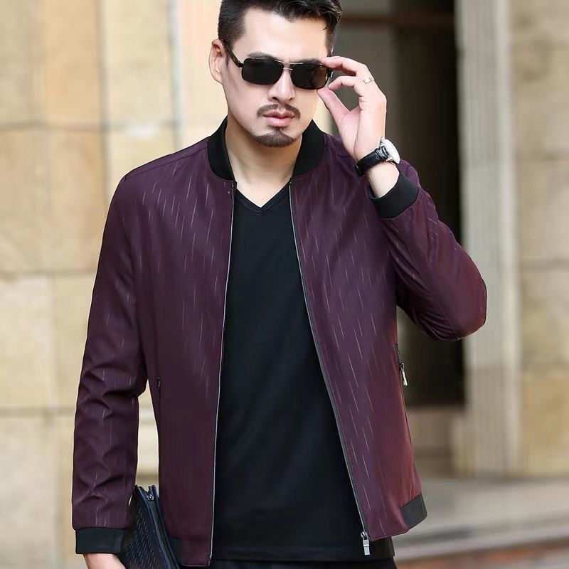Fashion boutique men&#39;s jacket spring and autumn new baseball collar business casual middle-aged men&#39;s coat father&#39;s coat