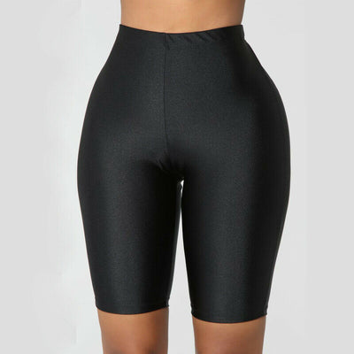 Women Yoga Shorts Workout Spandex Leggings Knee Length Stretch Biker Bike Short Trousers Women Summer Slim Shorts Womens