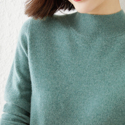 Autumn Winter 2022 Half High Collar Sweater Women Simple Solid Color Soft Knitted Pullover Tops Korean Style Bottomed Pull Femme