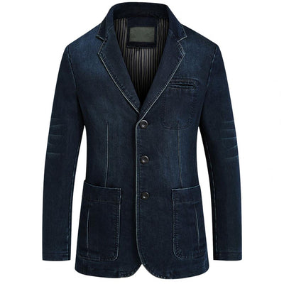 Popular Suit Jacket Solid Color Cool Slim Fit Pure Color Denim Jacket Denim Jacket  Denim Blazer