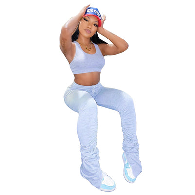 Sexy baby 001--Winter new style women&#39;s vest single side pleated pants sports and leisure two-piece suit SHH