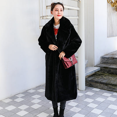 Winter Women High Quality Faux  Fur Coat Luxury Long Fur Coat Loose Lapel OverCoat Thick Warm Plus Size Female Plush Coats