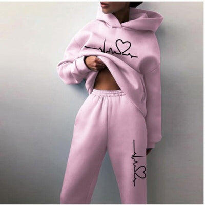 2022 Winter Two Piece Sets Women Tracksuit Oversized Suit Autumn Trouser Suits Female Sweatshirt Print Sports Hoodie Sportswea