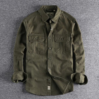 Casual Shirt Men Camisa Masculina Long Sleeve Military Style Shirt Army Green Khaki Shirt For Men&#39;s Blouse