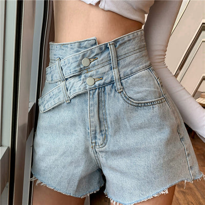 High Waisted Jeans New Irregular Cowboy Shorts Female High Waist Loose Show Thin Broad-leg Cowboy Shorts