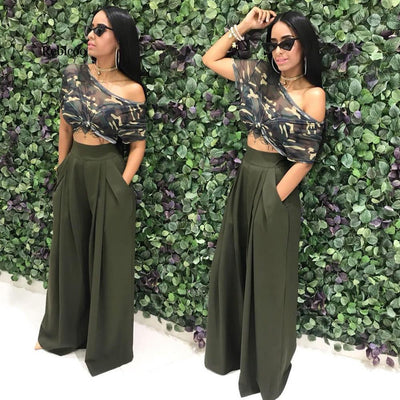 Women Casual Loose Palazzo Pants Autumn High Waisted Wide Leg Trousers Pleated Long Culottes Pants Elastic Waist Trouser Pockets