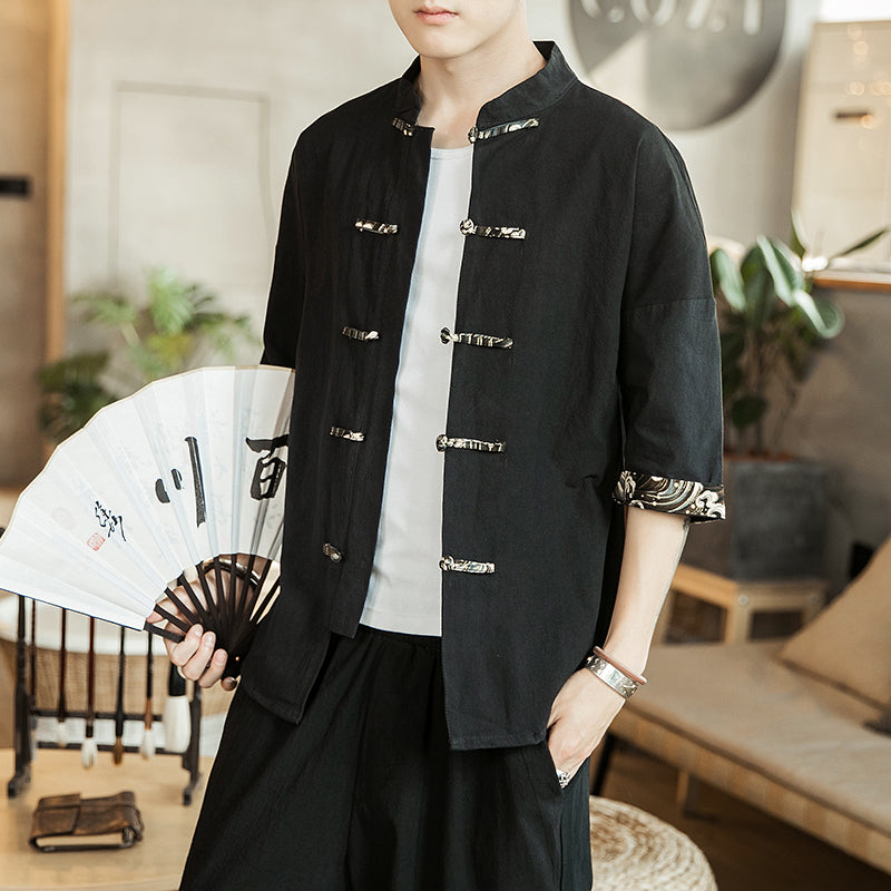 Chinese Style Short Sleeve Autumn Vintage Shirt Men Fashions Hip Hop Streetwear Men Shirt Short Sleeve Blouse Men Shirts 5XL