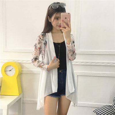 UHYTGF Female Summer Top Chiffon Sun Protection Clothing Thin Coat Casual Women Clothing Cardigan Shawl LoosePlus Size Jacket 72