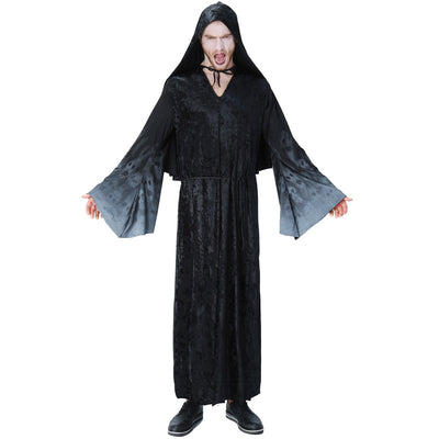 Man Vampire Wizard Death Medieval Monk Cos Cloak Black Plus Size With Cap Disguisement For Carnival Halloween Cosplay Costume