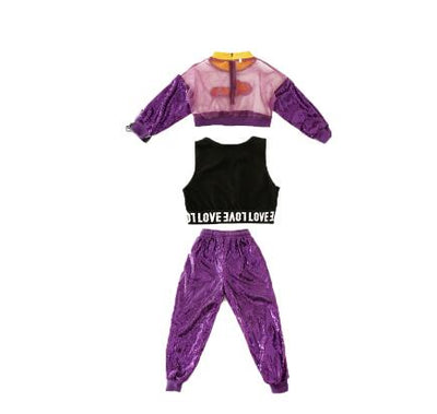 Children Sequined Hip Hop Clothing Cropped Tops Casual Pants for Girls Jazz Dance Costumes Ballroom Dancing Clothes Stage wear