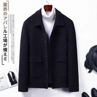 2021 Autumn Winter Men&amp;#39;s Wool Coat New Fashion Turn-down Collar Long Sleeve Thick Warm Woolen Coats Mens Casual Overcoat B411