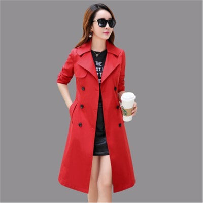 fashion Large Size Trench Coat Women's 2021 Korean New Slim temperament Spring Autumn Long Trench Coat M368