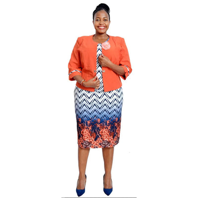 Plus Size Dress Set Women Clothes 2 Piece Set Jacket Tops And Dress Suit 2022 Autumn Fashion Print Oversize Office Lady Outfits