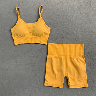Woman Sports Shorts Clothes Set Crop Bra with High Waist Shorts Set GYM two piece set women Sports Outfits ropa deportiva mujer