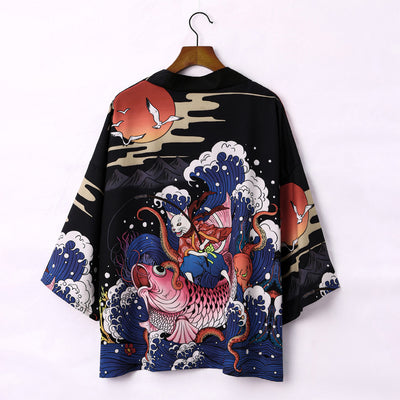 Japanese Style Samurai Clothing Traditional Haori Kimono For Men 2022 Summer New Casual Streetwear Print Anime Cosplay Costume