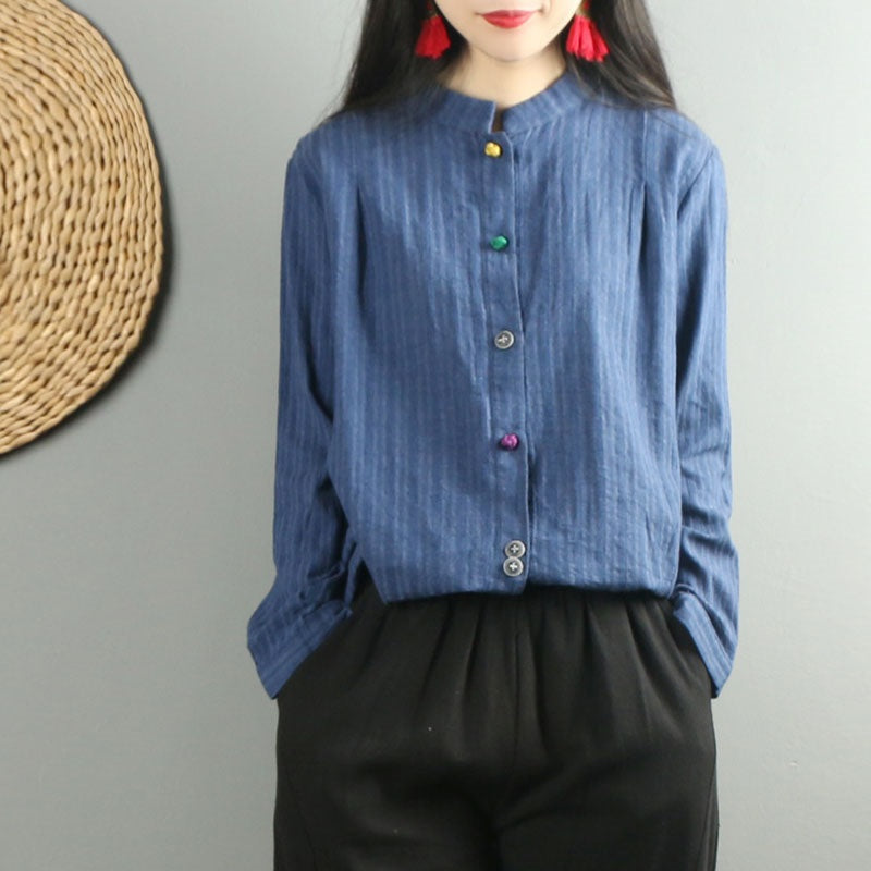 Chinese Style Clothing Women Blouses 2021 New Spring Cotton Linen Shirts Long Sleeve Loose Vintage Blouse And Top Women 11648