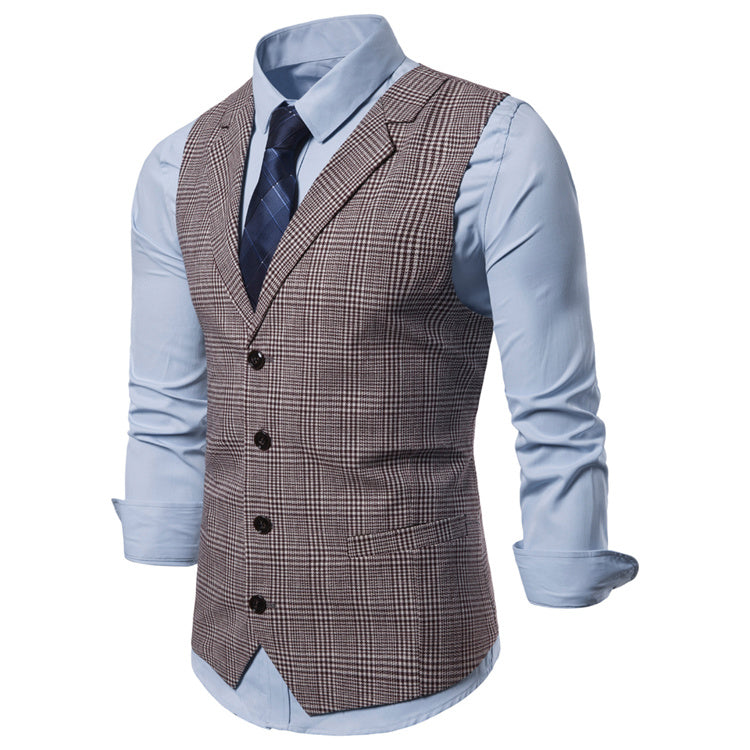 Mens Suit Vest Fashion Slim Fit Thin Plaid Men Waistcoat Tops Slim Business Vest Waistcoat Man England Style Male Leisure Suits