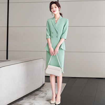 High Quality Half Sleeve Suits Women Summer Thin High End Professional Temperament Slim Blazer And Skirt Office Ladies Work Wear