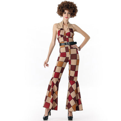 Mens Womens 60s 70s Retro Disco Hippie Costume Halloween Party Fancy Dress haloween