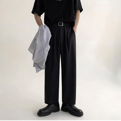 Korean Fashion Mens Black Gray Pants Japanese Harajuku Streetwear Joggers Straight Casual Ankle Length Trousers 4XL 5XL