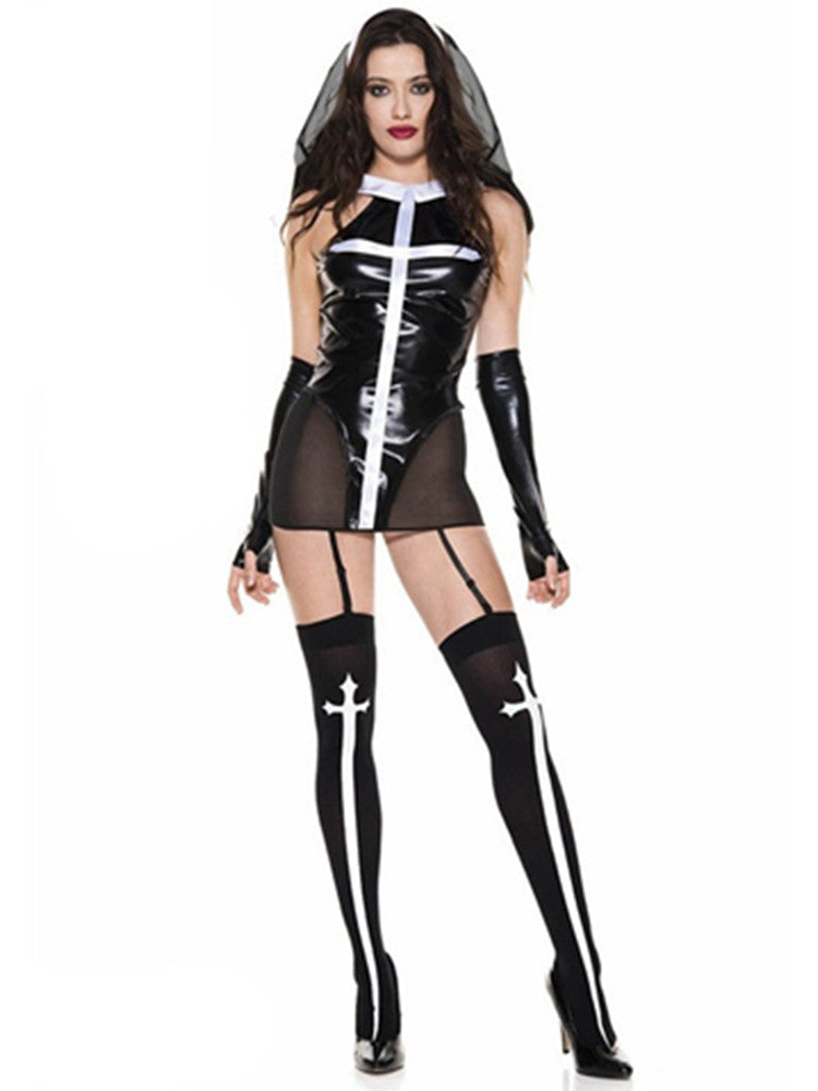 Sexy Naughty Nun Cosplay Costumes Adults Women Halloween Roleplay Religious Sister Nun Fancy Dress