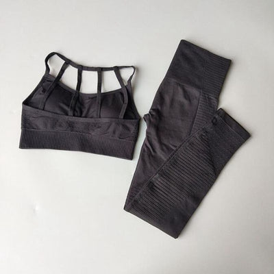 2PCS Seamless Energy Yoga Set Women Gym Fitness Sports Suits High Waist Leggings Running Sportswear Training Sports Bra+Pants